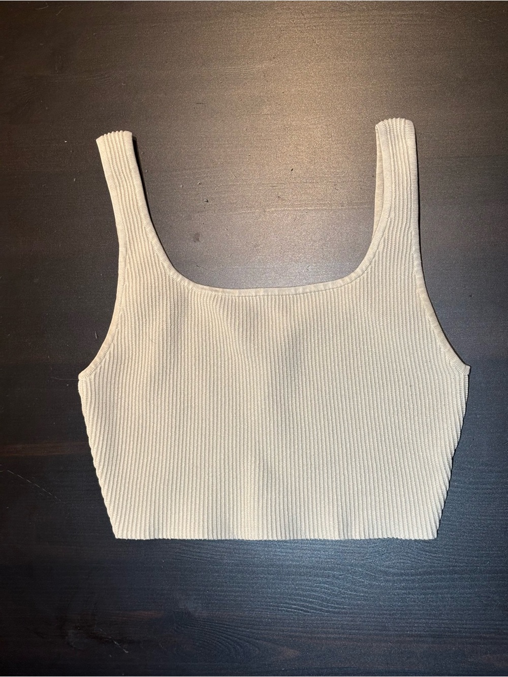 Babaton Cream Ribbed Square Crop Tank